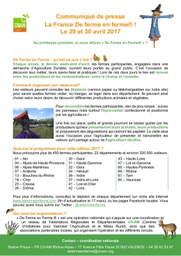 Communiqu&eacute; de presse - La france de ferme en ferme
