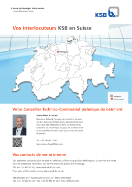Vos interlocuteurs KSB en Suisse