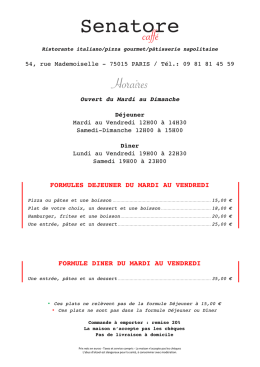 Horaires - Senatore Caffe