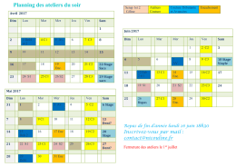 Planning des ateliers du soir