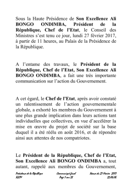 communique final du conseil des ministres