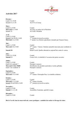 Activités 2017 - Société d`apiculture de Lausanne