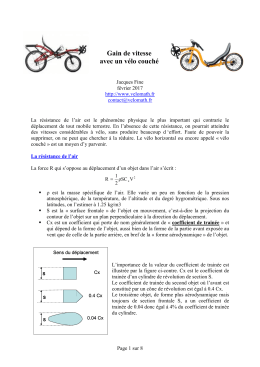 Gain de vitesse avec un vélo couché