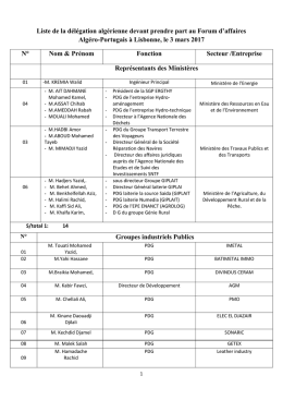 Liste de la d&eacute;l&eacute;gation alg&eacute;rienne devant prendre part au Forum d