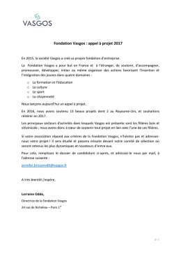Fondation Vasgos : appel &agrave; projet 2017