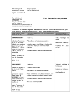 Plan des audiences pénales