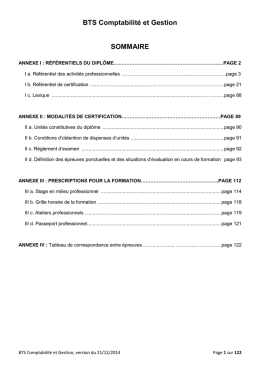 Référentiel BTS Comptabilité et Gestion