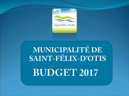 Budget et &eacute;tats financiers 2017