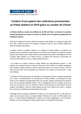 Cr&eacute;ation d`une galerie des collections permanentes