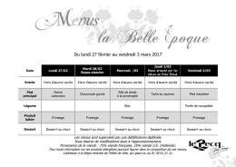 Du lundi 27 f&eacute;vrier au vendredi 3 mars 2017