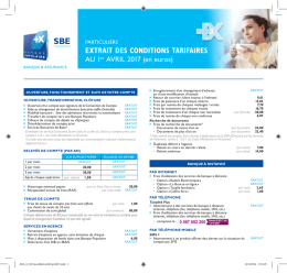 Extrait standard des tarifs au 1 er avril 2017