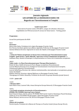 Journée régionale LES LEVIERS DE LA CROISSANCE DANS L`UE