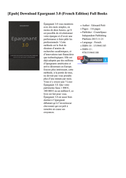[Epub] Epargnant 3.0 (French Edition