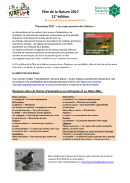 Fête de la Nature 2017 11e édition