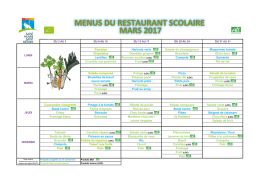 Menus restaurant scolaire mars 2017 - Saint-Hilaire-Saint