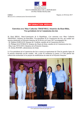 COMMUNIQU&Eacute; DE PRESSE - Haut-Commissariat de la R&eacute;publique