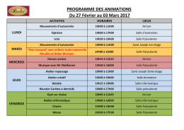 Télécharger le planning des activités de la semaine