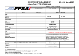 DEMANDE D`ENGAGEMENT 32ème RALLYE DU FLORIVAL 25 et