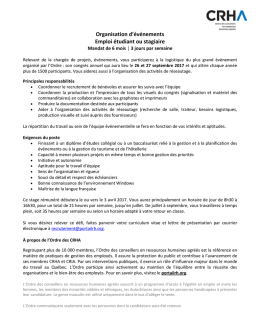 Stagiaire, organisation d`événements