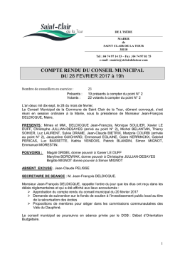 Compte-rendu du 28 F&eacute;vrier - Mairie de Saint Clair de la Tour