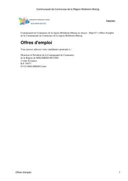 Offres d`emploi - Communaut&eacute; de Communes de la r&eacute;gion de