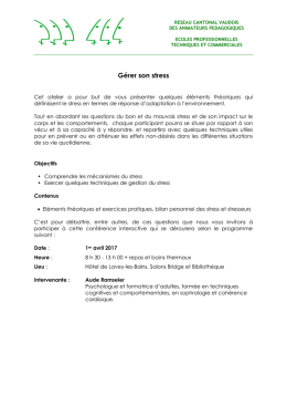 Atelier 1 : gestion du stress - Animateurs Pédagogiques Vaudois