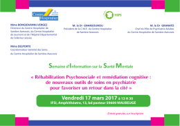 Vendredi 17 mars 2017 à 13 H 30 - La semaine de la santé mentale
