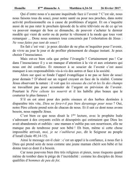 Hom&eacute;lie 26 f&eacute;vrier 2017 - Cath-VD