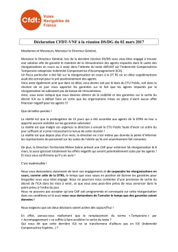 Déclaration CFDT-VNF à la réunion DS/DG du 02 mars 2017