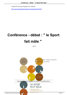 Conférence - débat : " le Sport fait mâle "