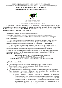 avis de consultation - Universit&eacute; Mouloud Mammeri