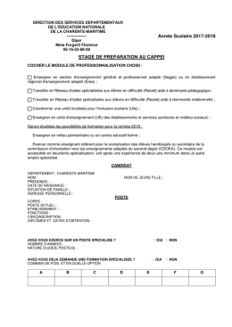 Ann&eacute;e Scolaire 2017-2018 STAGE DE PREPARATION