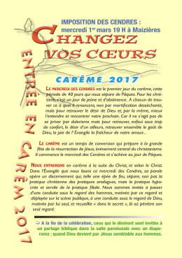 Célébration inter-paroissiale des cendres