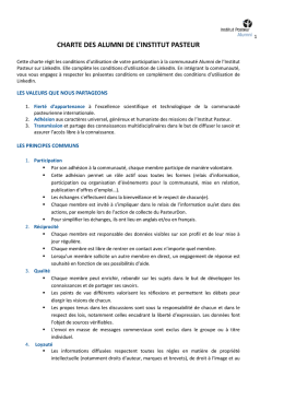 CHARTE DES ALUMNI DE L`INSTITUT PASTEUR