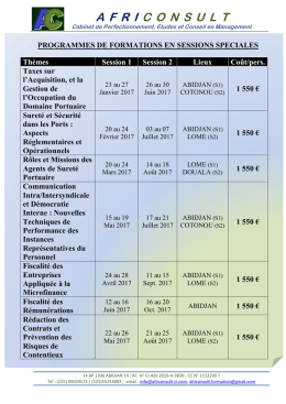 Téléchargez le calendrier de nos sessions spéciales de formation