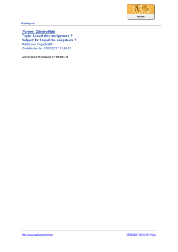 Forum: G&eacute;n&eacute;ralit&eacute;s