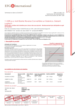 11.00% p.a. Multi Barrier Reverse Convertible sur Galenica, Geberit