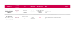 EVÈNEMENT DATE ET HORAIRES LIEU TERRITOIRE