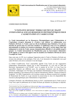 "l`initiative divseek" perdle soutien du trait&eacute; international sur les