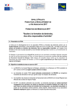Appel &agrave; projets FDVA Bretagne 2017