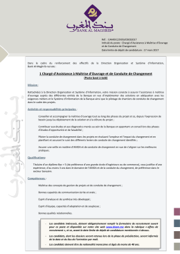 BAM - Chargé d`Assistance à Maîtrise d`Ouvrage et de Conduite de