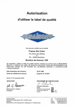 Certification QUALICOAT