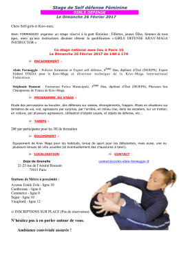 Stage de Self défense Féminine N`hésitez pas à en parler autour de