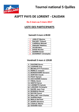 Liste des participants