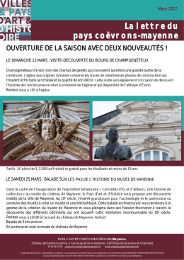 Lettre d`info Mars 2017 - Château de Sainte