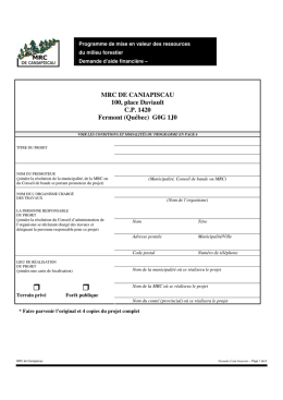 Programme de mise en valeur des ressources du milieu forestier