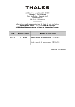 Informations relatives au nombre total de droits de vote et