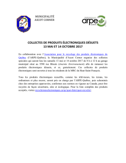 collectes de produits électroniques désuets 13 mai et