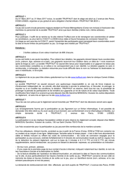 ARTICLE 1 Du 01 Mars 2017 au 31 Mars 2017 inclus, la