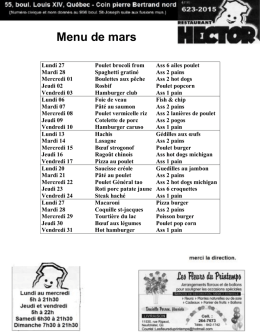voir le menu - Restaurant Hector